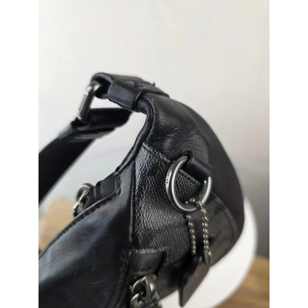 Coach West Belt Bag Signature Canvas Leather Charcoal Black  Gray Fanny Pack - Picture 5 of 13